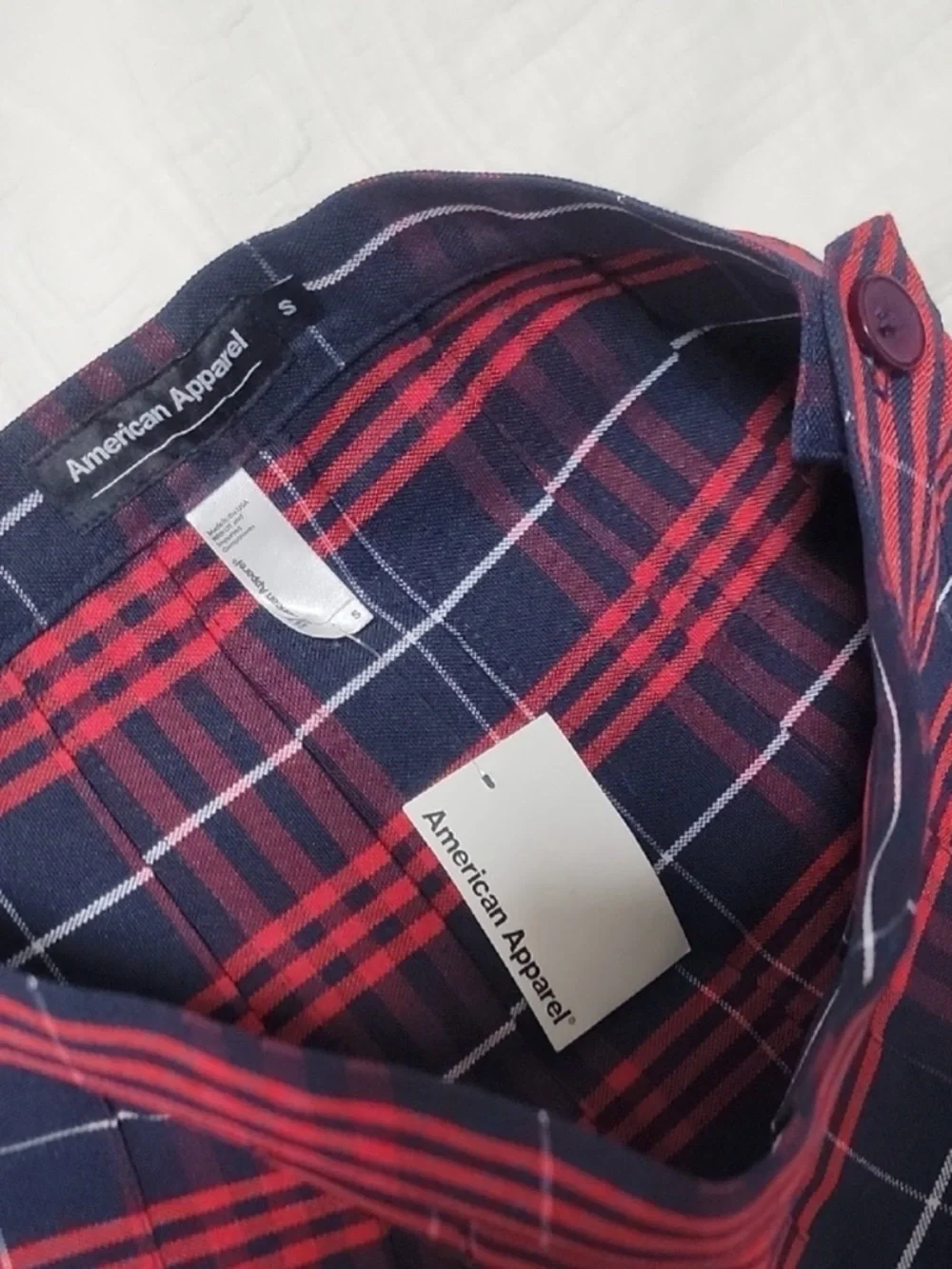 American Apparel Red and Navy Plaid Pleated Mini Skirt - Picture 5 of 10